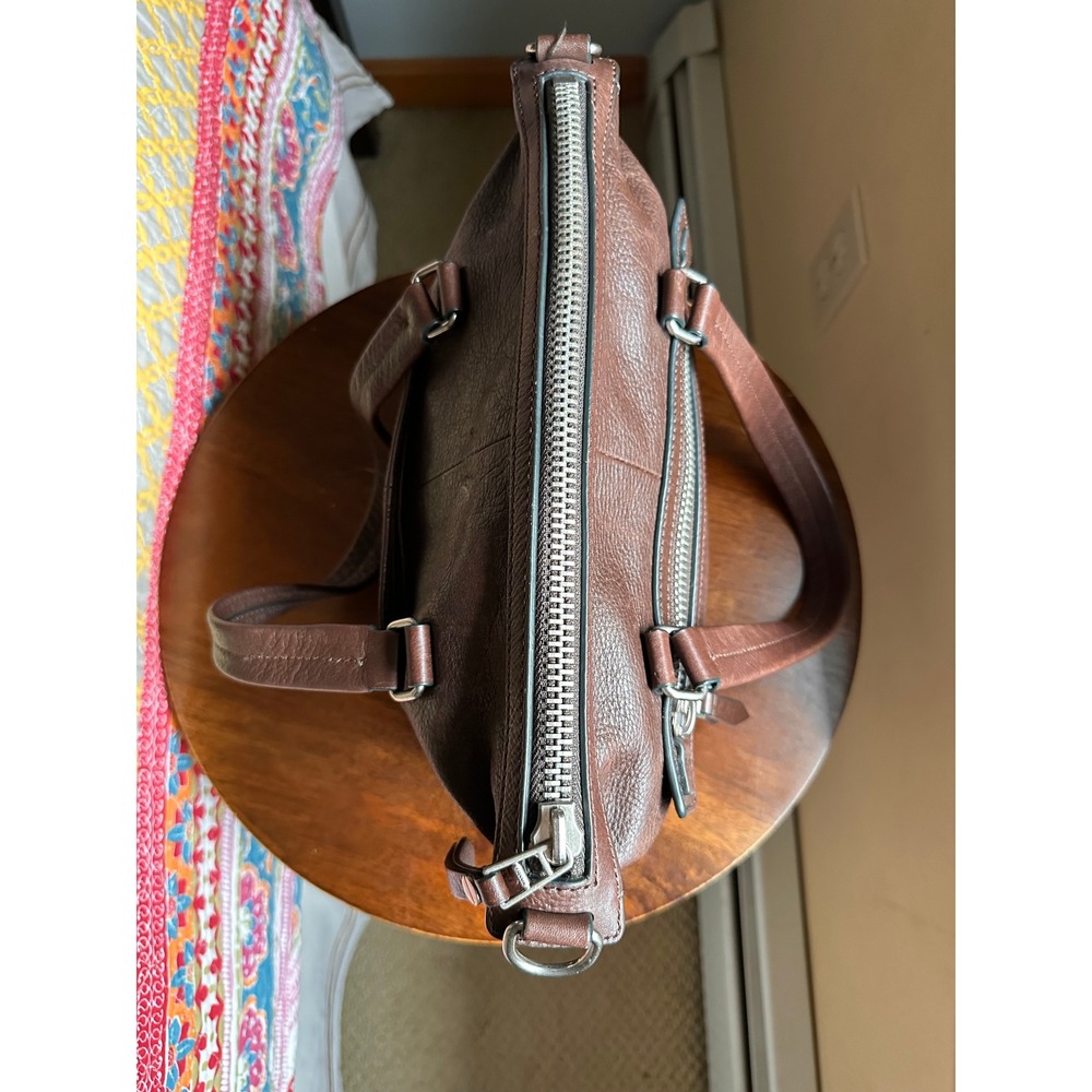 Fossil Dawson Brown Pebbled Leather Satchel Crossbody Bag - Picture 7 of 11